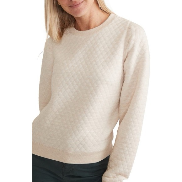 Marine Layer Corbet Quilted Sweatshirt Beige Oatmeal Women's Small - Picture 1 of 10